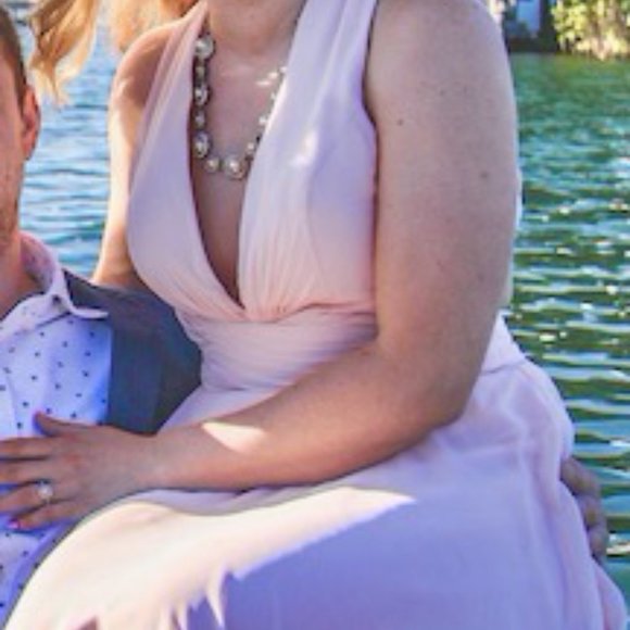 Pink A-Line Knee-Length Chiffon Cocktail Dress - Picture 4 of 8